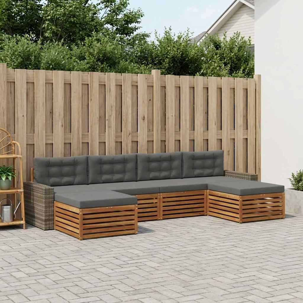 Setovi sofa s jastukom 6 pcs Čvrsto drvo akacije