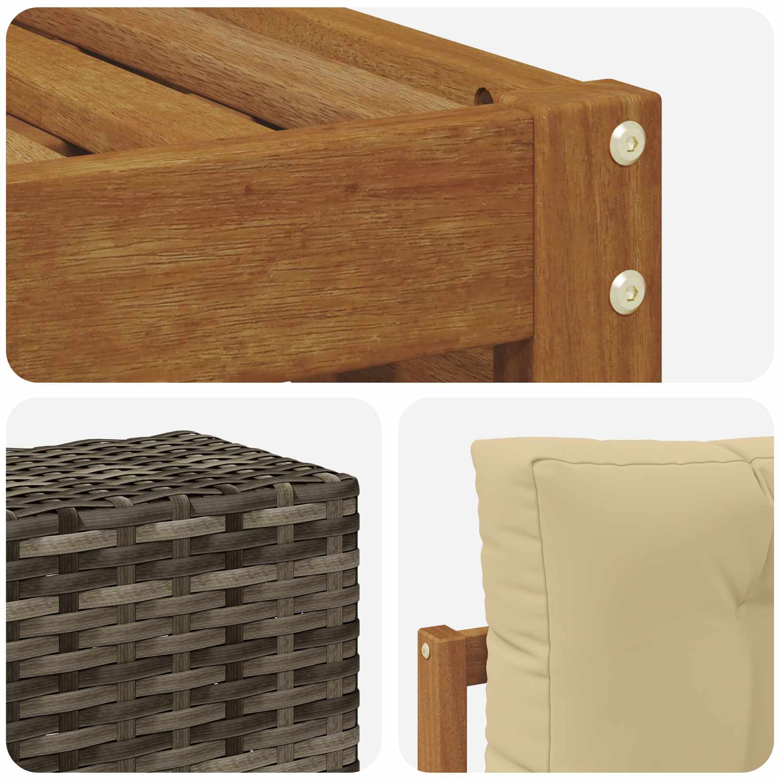 Setovi sofa s jastukom 6 pcs Čvrsto drvo akacije