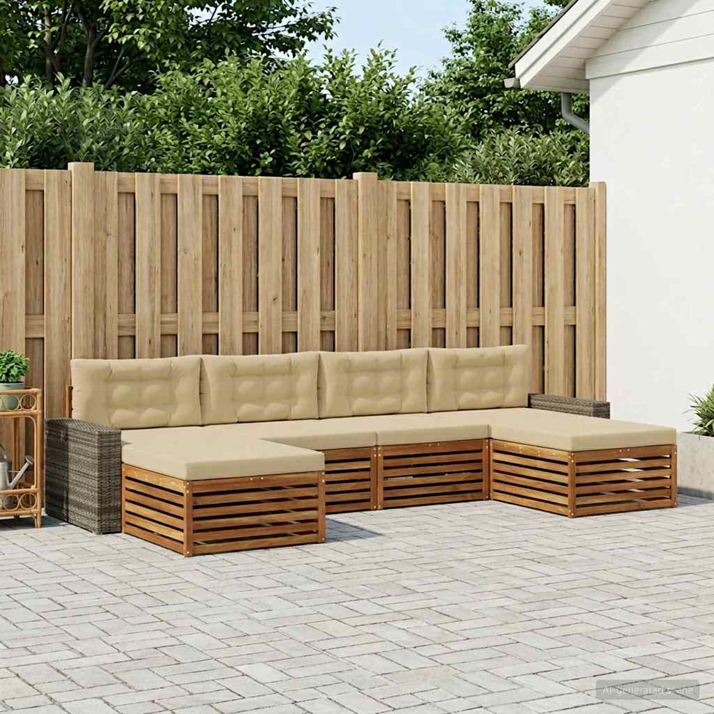 Setovi sofa s jastukom 6 pcs Čvrsto drvo akacije