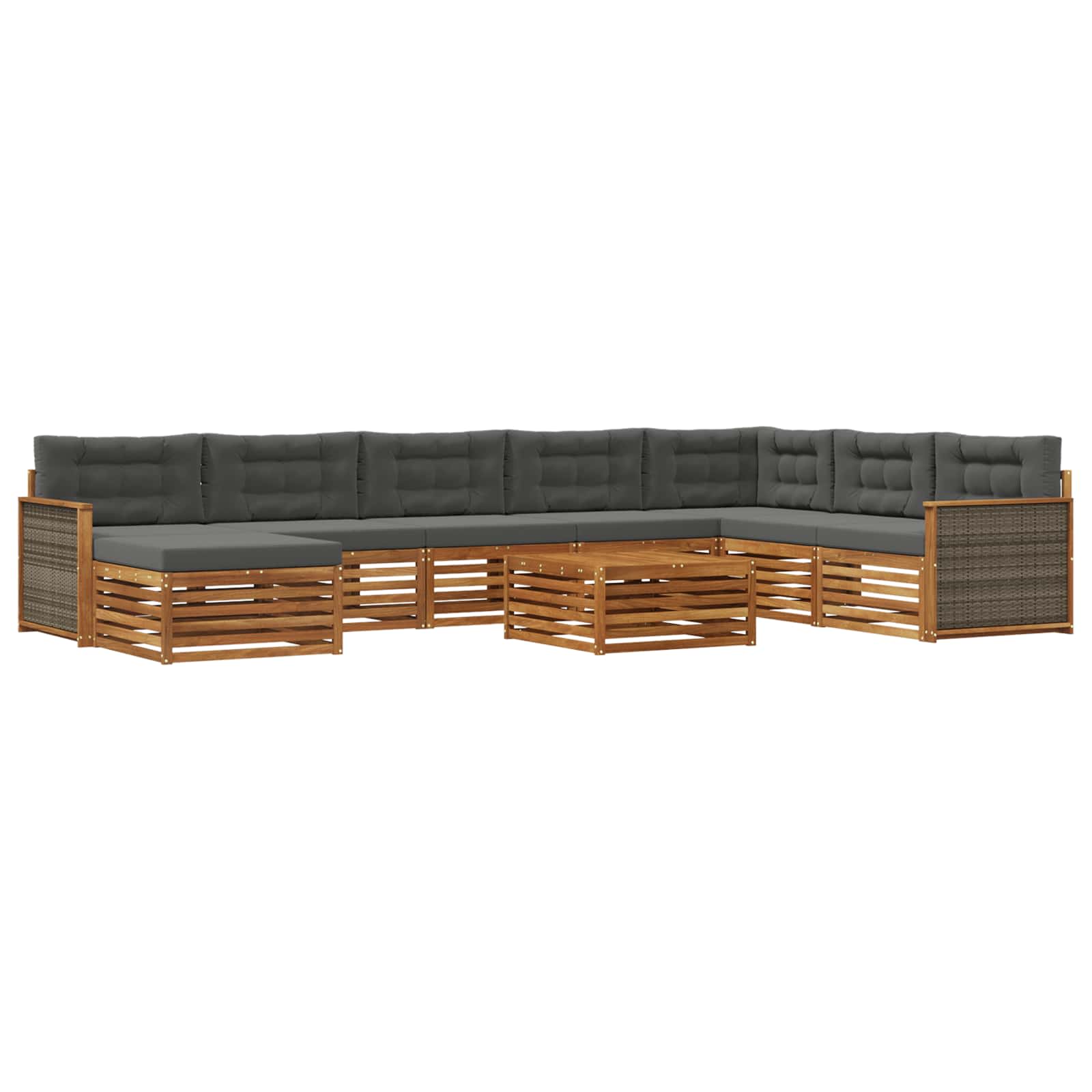 Set vanjskih sofa 9 pcs Prirodna i antracit Čvrsto drvo akacije