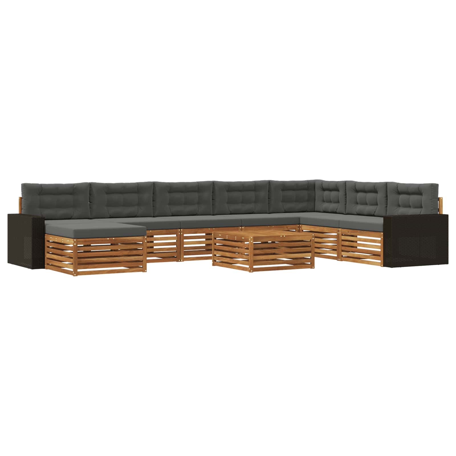 Set vanjskih sofa 9 pcs Prirodna i antracit Čvrsto drvo akacije