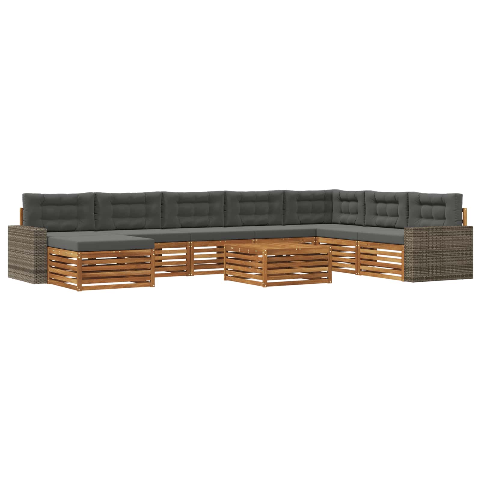Set vanjskih sofa 9 pcs Prirodna i antracit Čvrsto drvo akacije