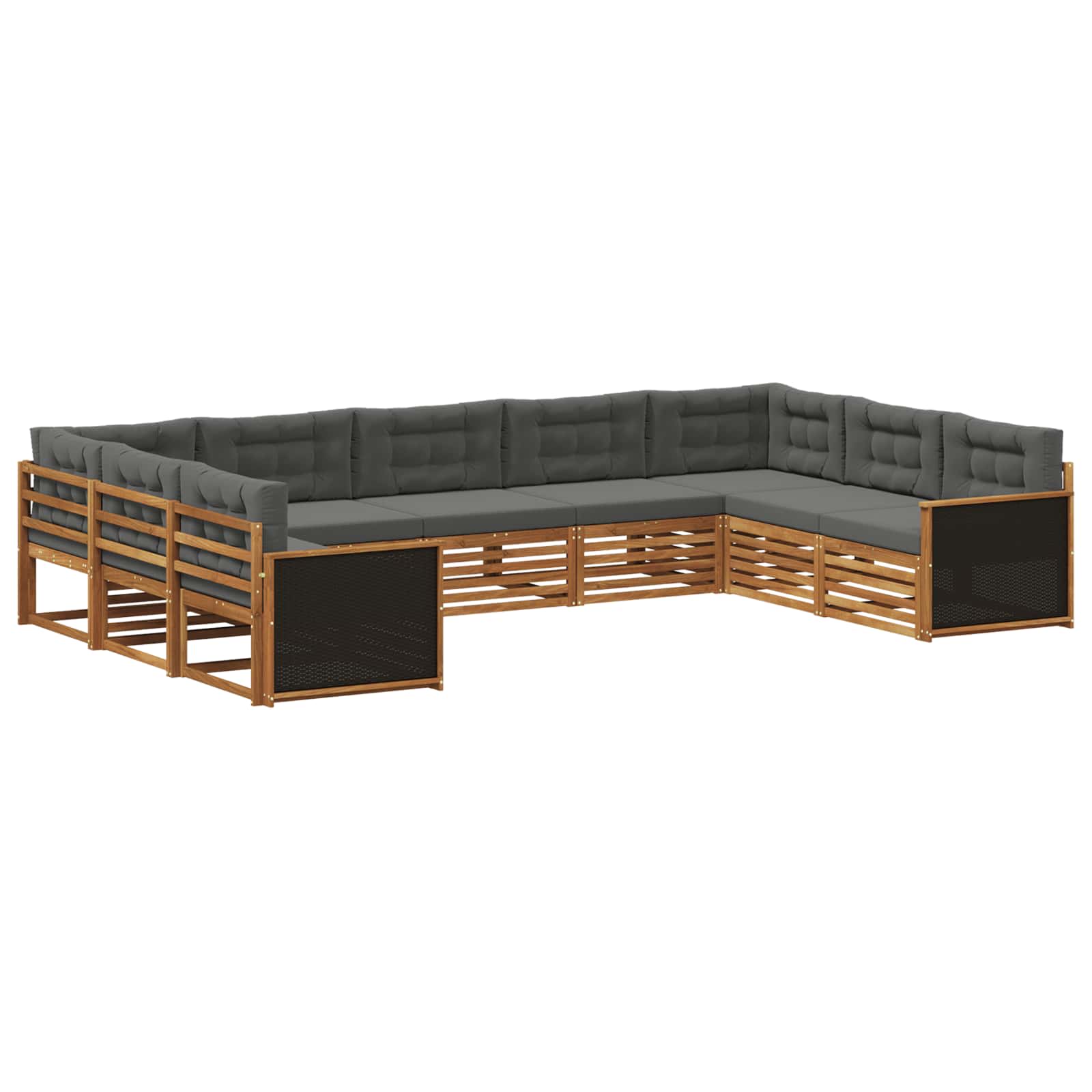 Set vanjskih sofa 9 pcs Prirodna i antracit Čvrsto drvo akacije