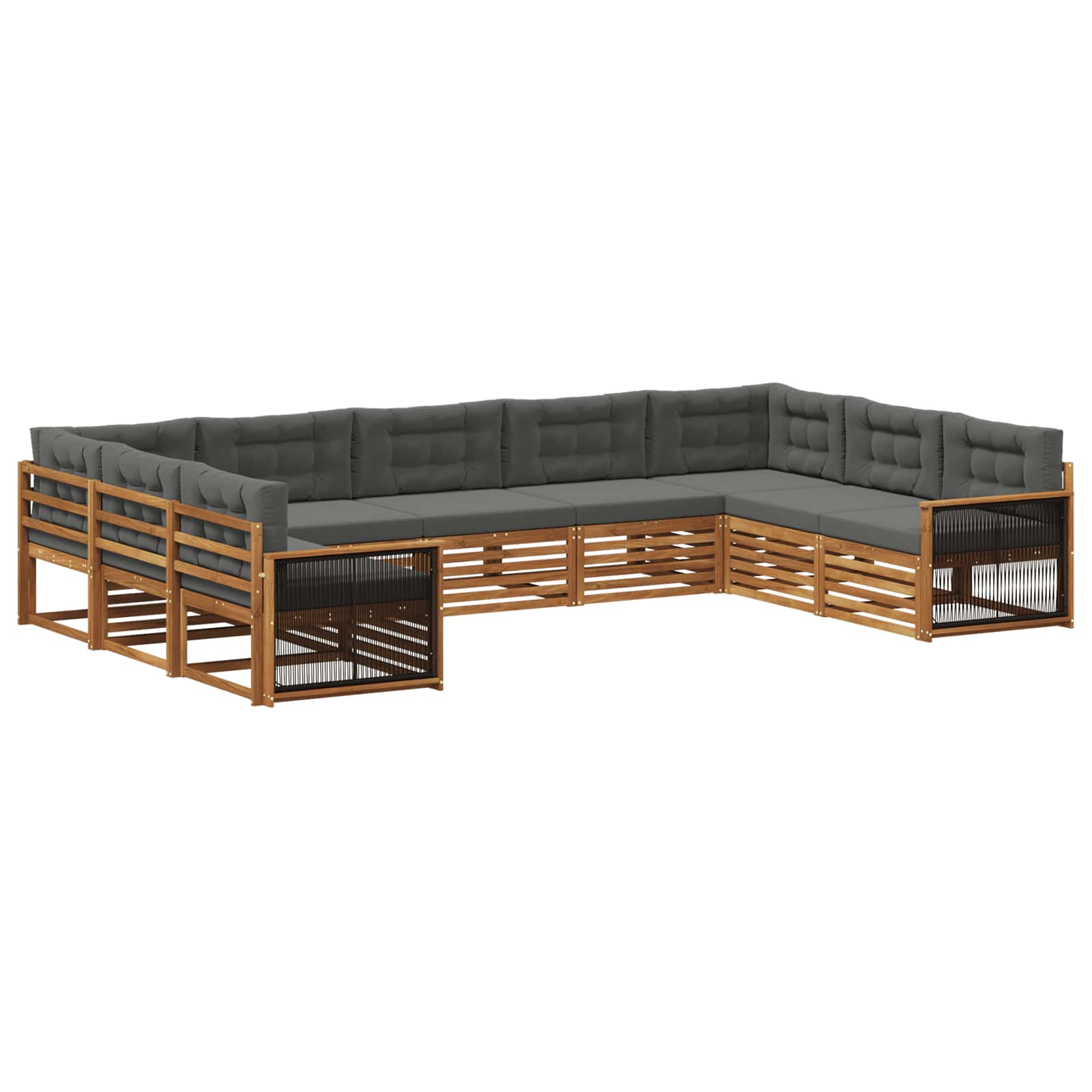 Set vanjskih sofa 9 pcs Prirodna i antracit Čvrsto drvo akacije