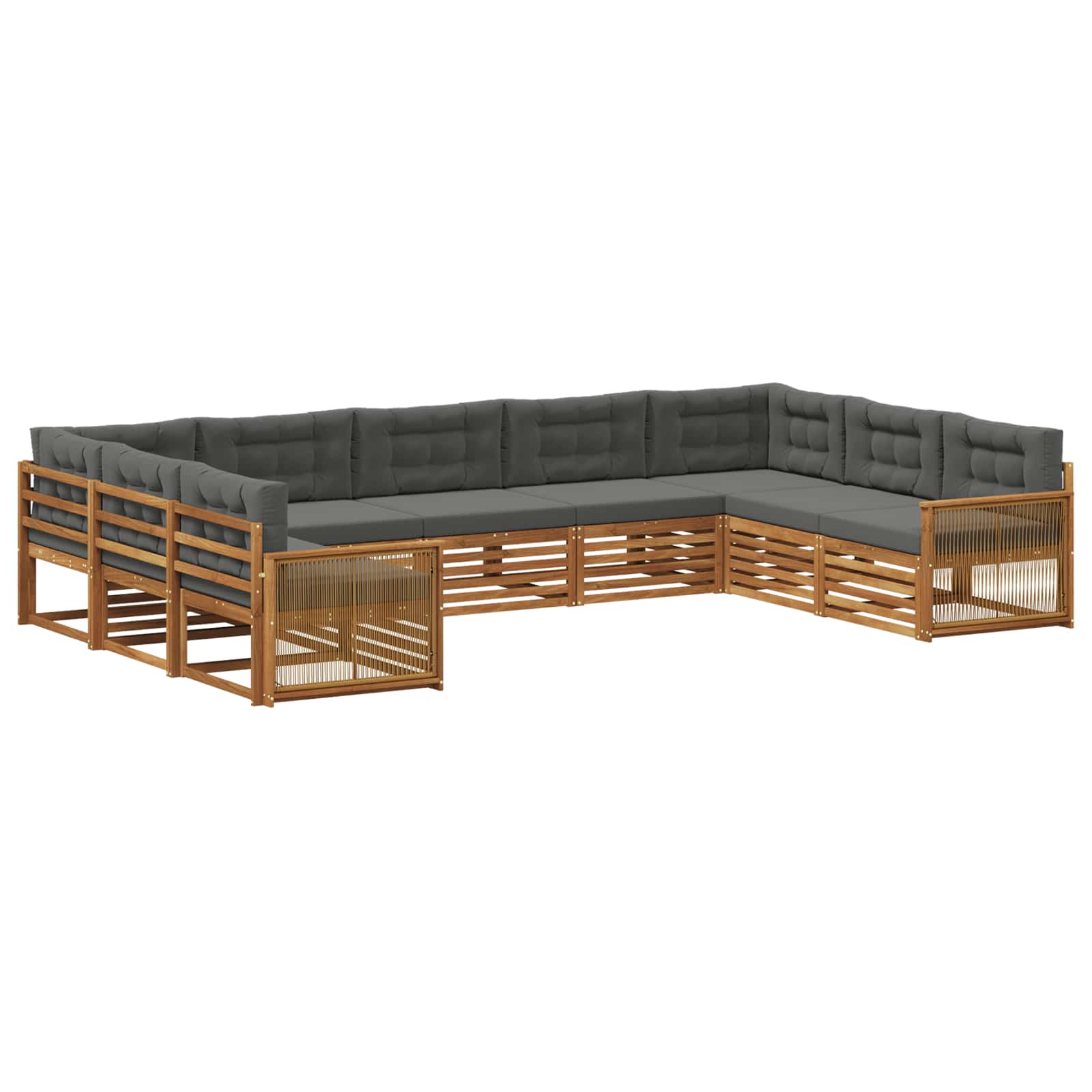 Set vanjskih sofa 9 pcs Prirodna i antracit Čvrsto drvo akacije