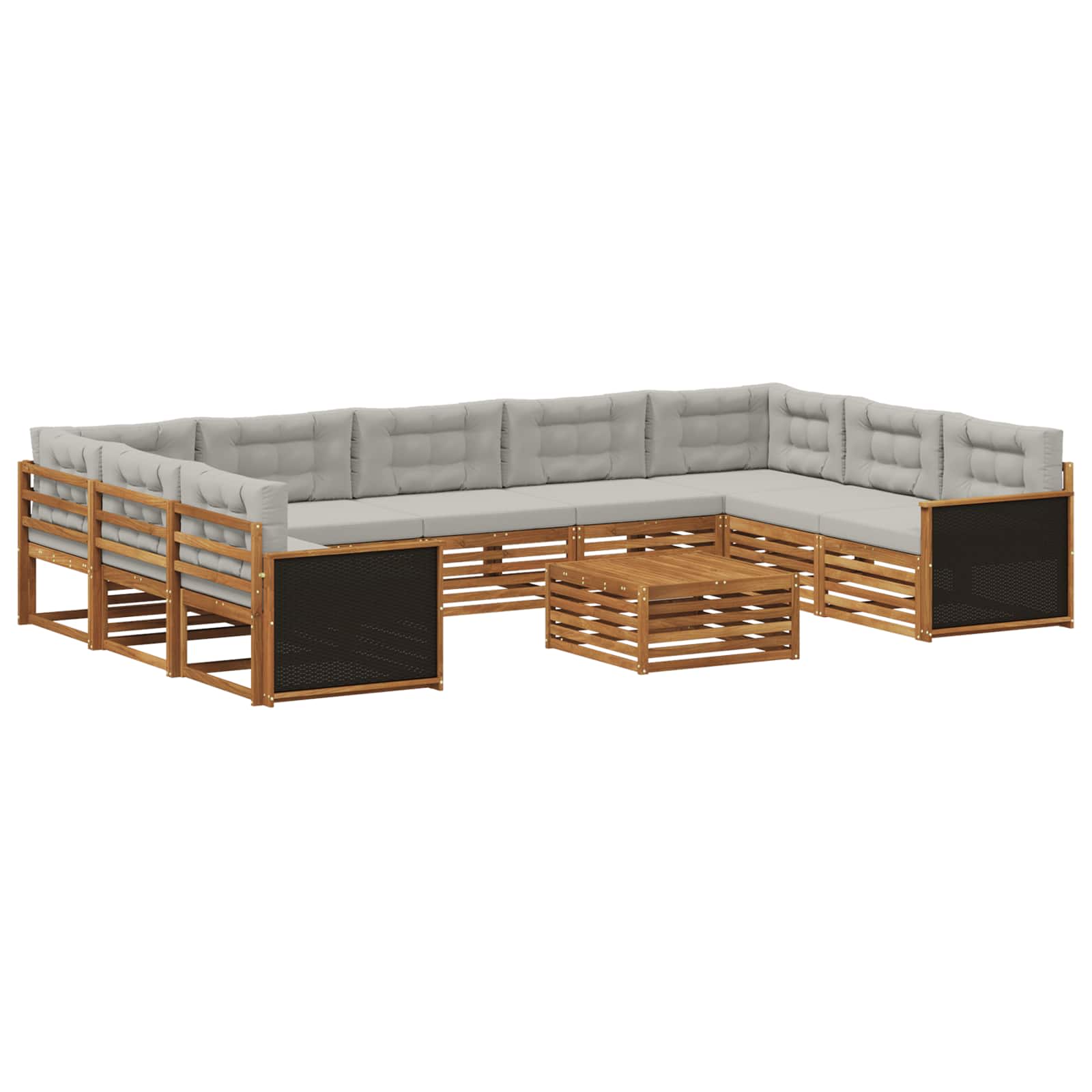 Set vanjskih sofa s jastukom 10 pcs Prirodna i svjetlosiva