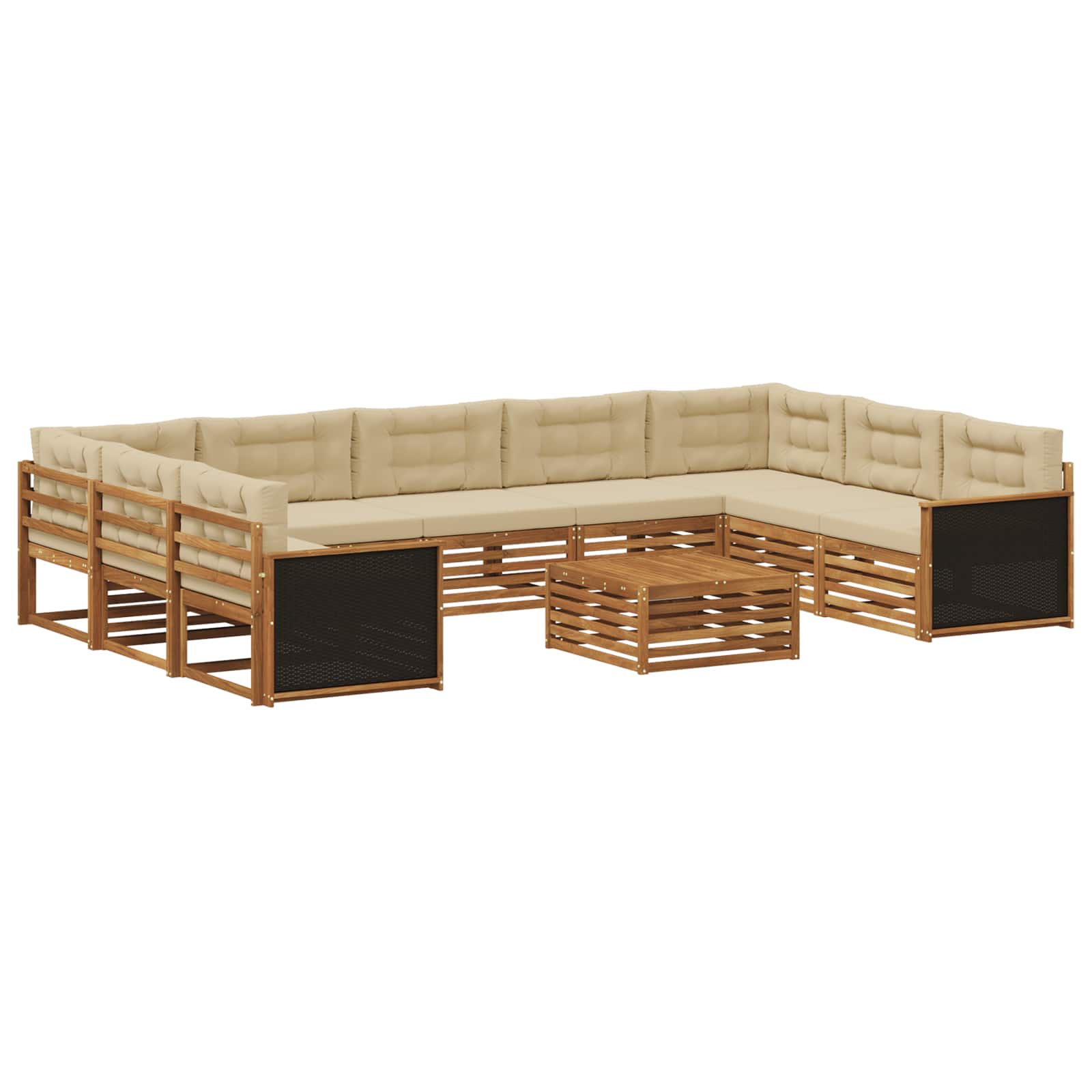 Set vanjskih sofa 10 pcs Prirodna i bež Čvrsto drvo akacije