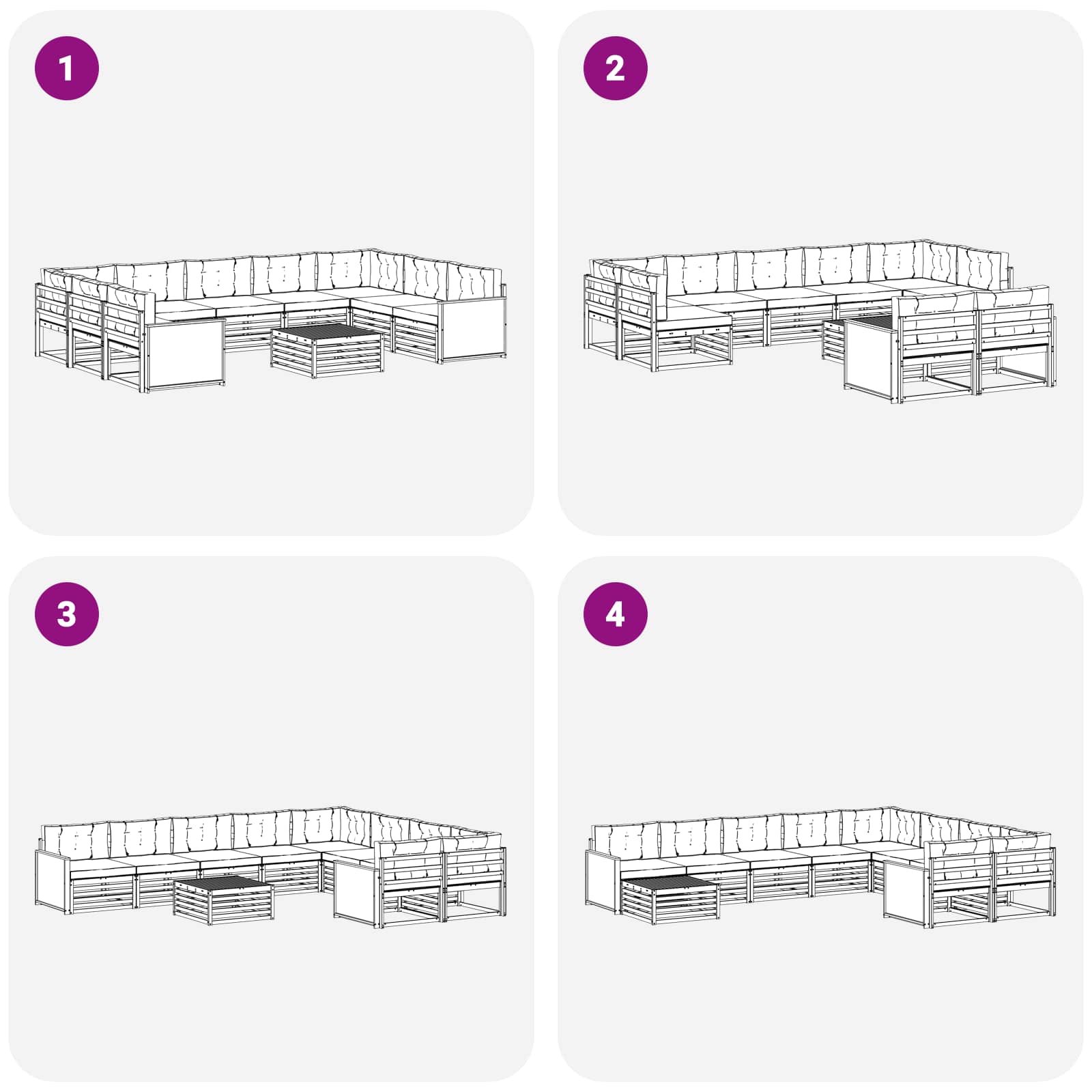 Set vanjskih sofa s jastukom 10 pcs Prirodna i svjetlosiva