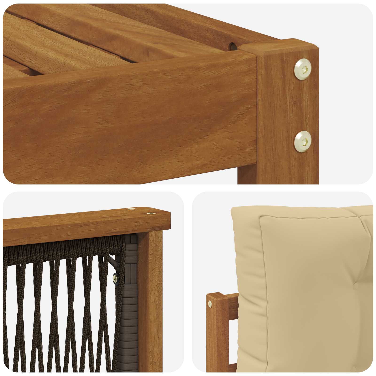 Set vanjskih sofa 10 pcs Prirodna i bež Čvrsto drvo akacije