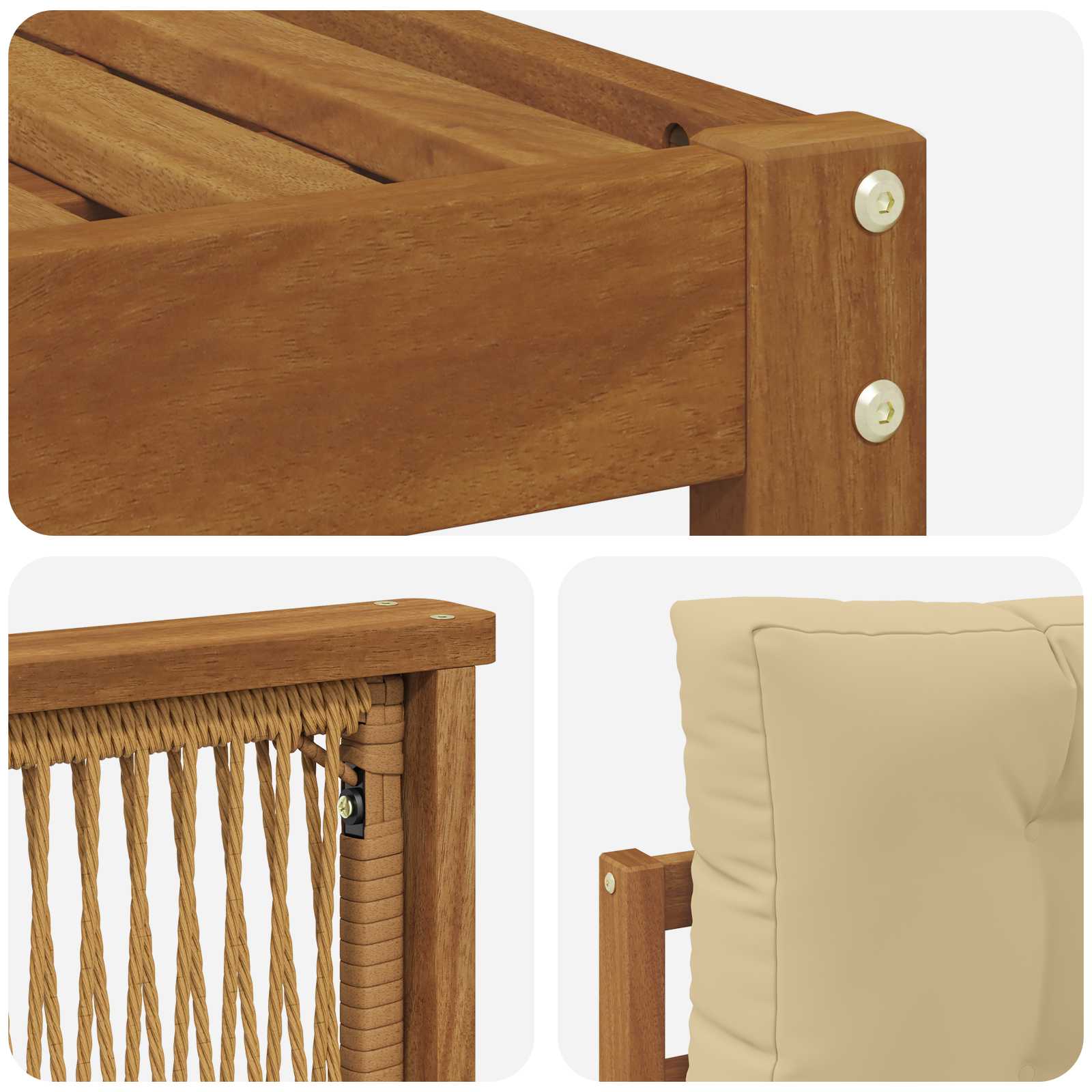 Set vanjskih sofa 10 pcs Prirodna i bež Čvrsto drvo akacije