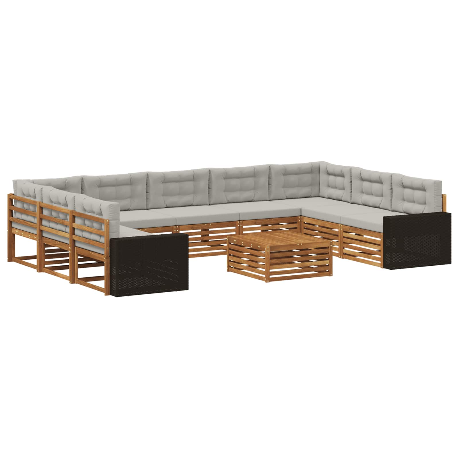 Set vanjskih sofa s jastukom 10 pcs Prirodna i svjetlosiva