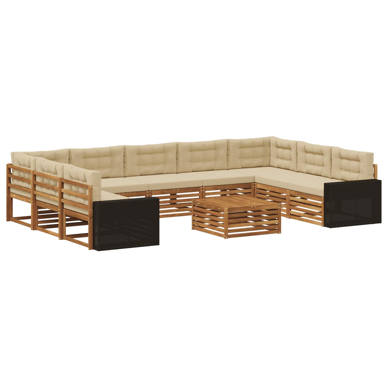 Set vanjskih sofa 10 pcs Prirodna i bež Čvrsto drvo akacije