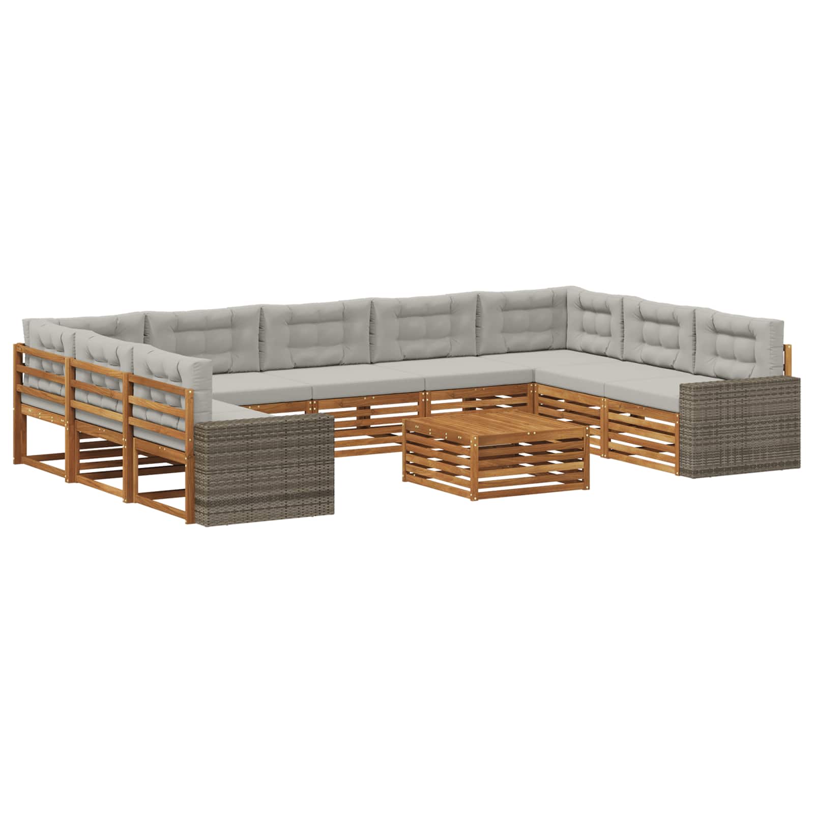 Set vanjskih sofa s jastukom 10 pcs Prirodna i svjetlosiva