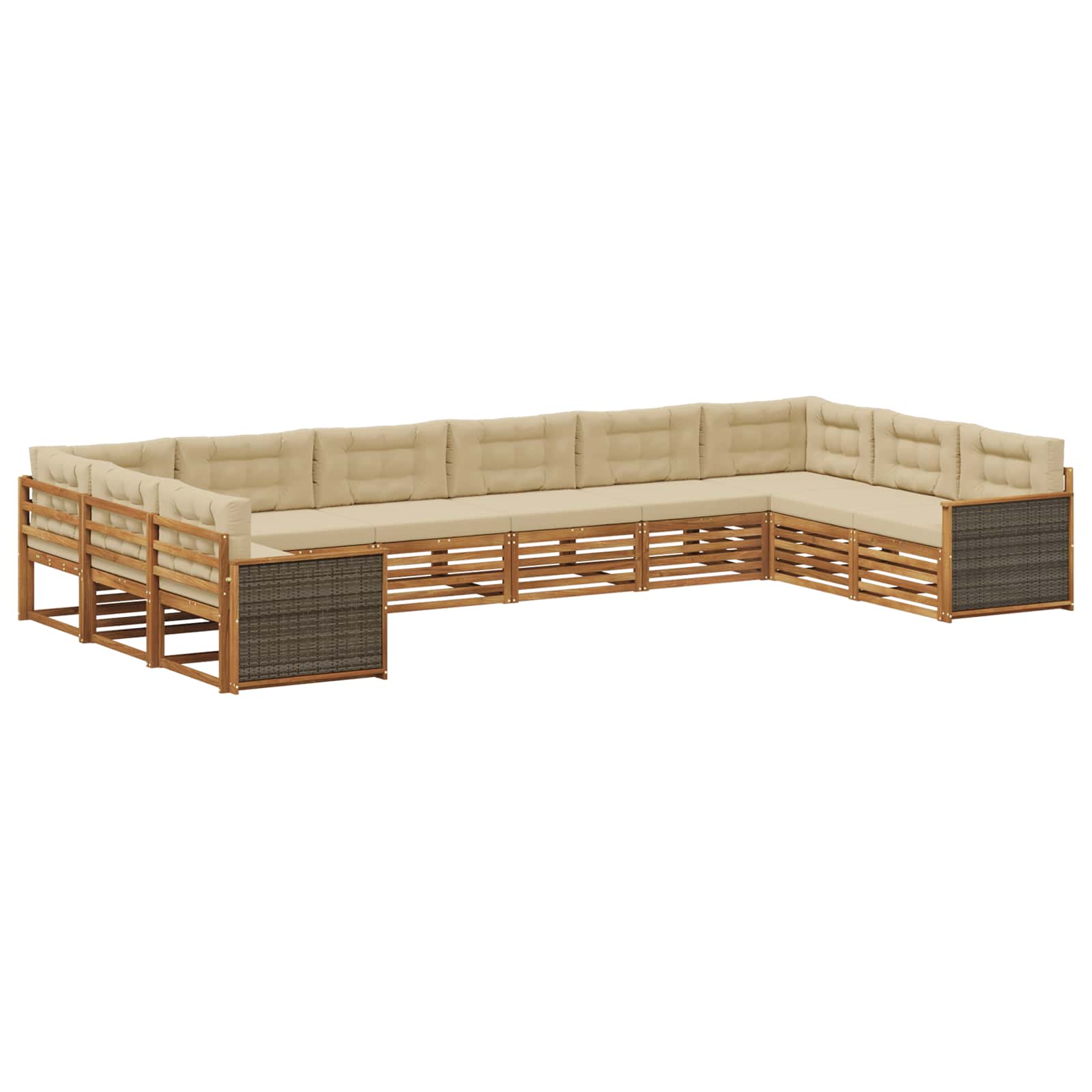 Setovi sofa s jastukom 10 pcs Čvrsto drvo akacije