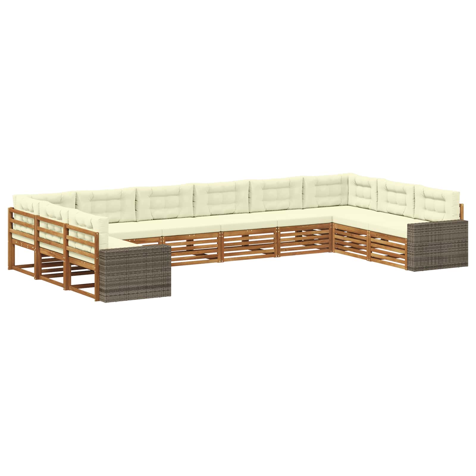 Setovi sofa s jastukom 10 pcs Čvrsto drvo akacije