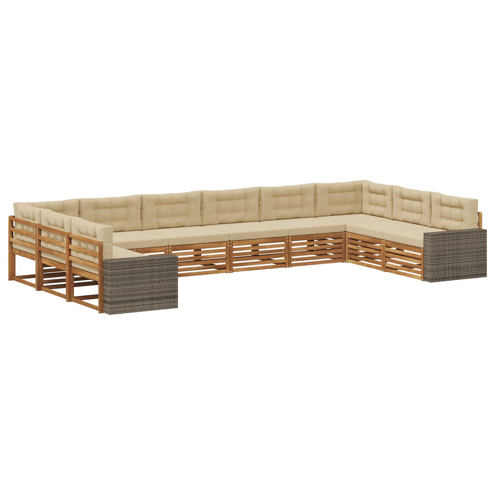Setovi sofa s jastukom 10 pcs Čvrsto drvo akacije