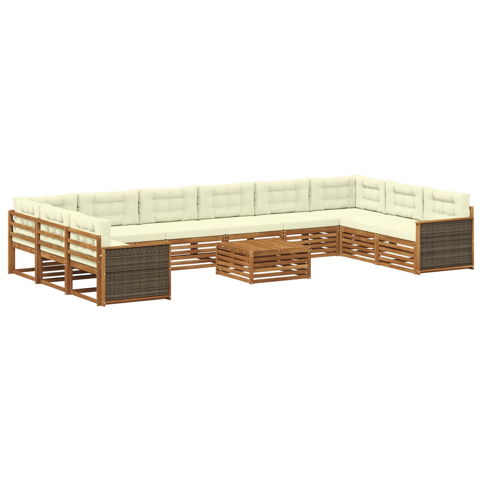 Setovi sofa s jastukom 11 pcs Čvrsto drvo akacije