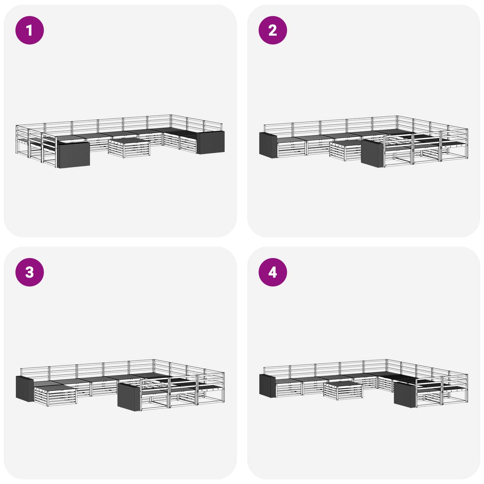 Setovi sofa 11 pcs Čvrsto drvo akacije