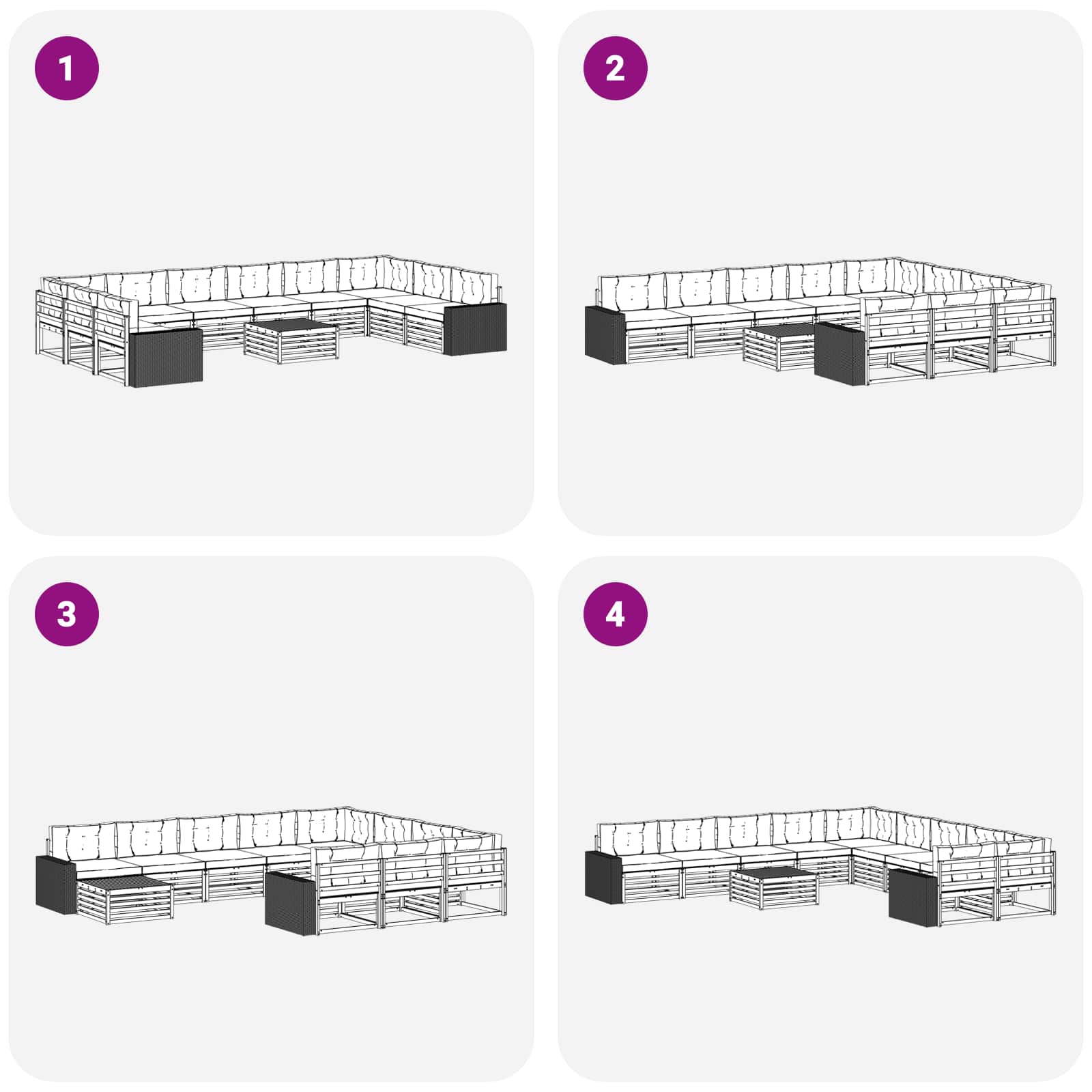 Setovi sofa s jastukom 11 pcs Čvrsto drvo akacije