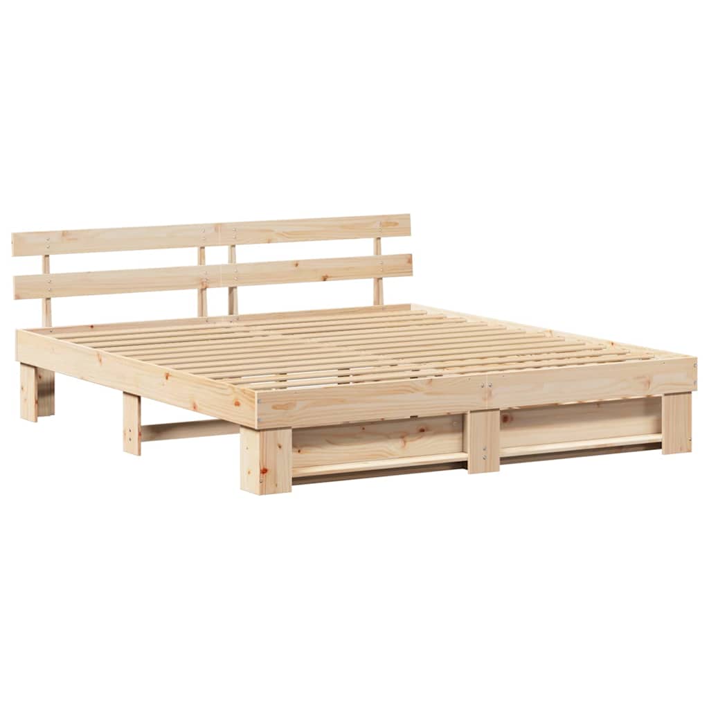 Krevetna konstrukcija Smeđa 200 x 200 cm Čvrsto borovo drvo