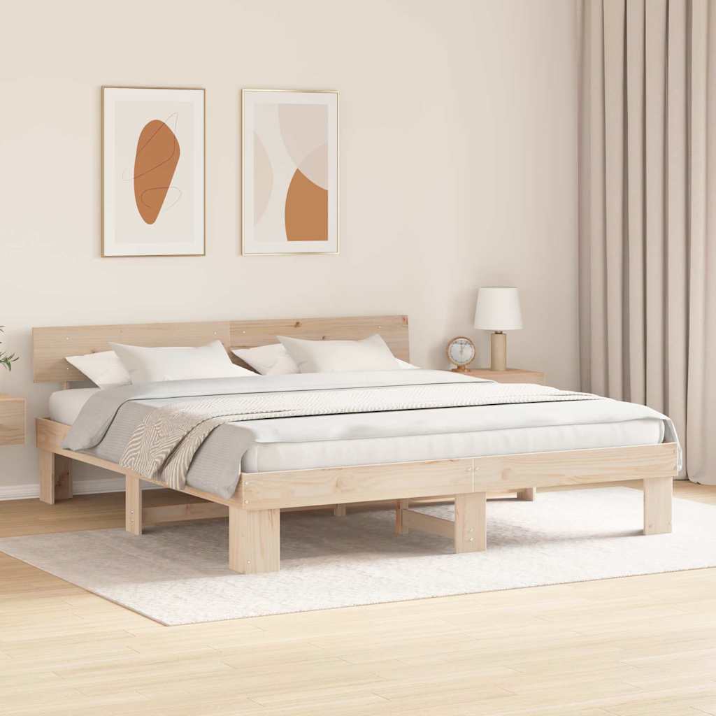 Krevetna konstrukcija Smeđa 200 x 200 cm Čvrsto borovo drvo