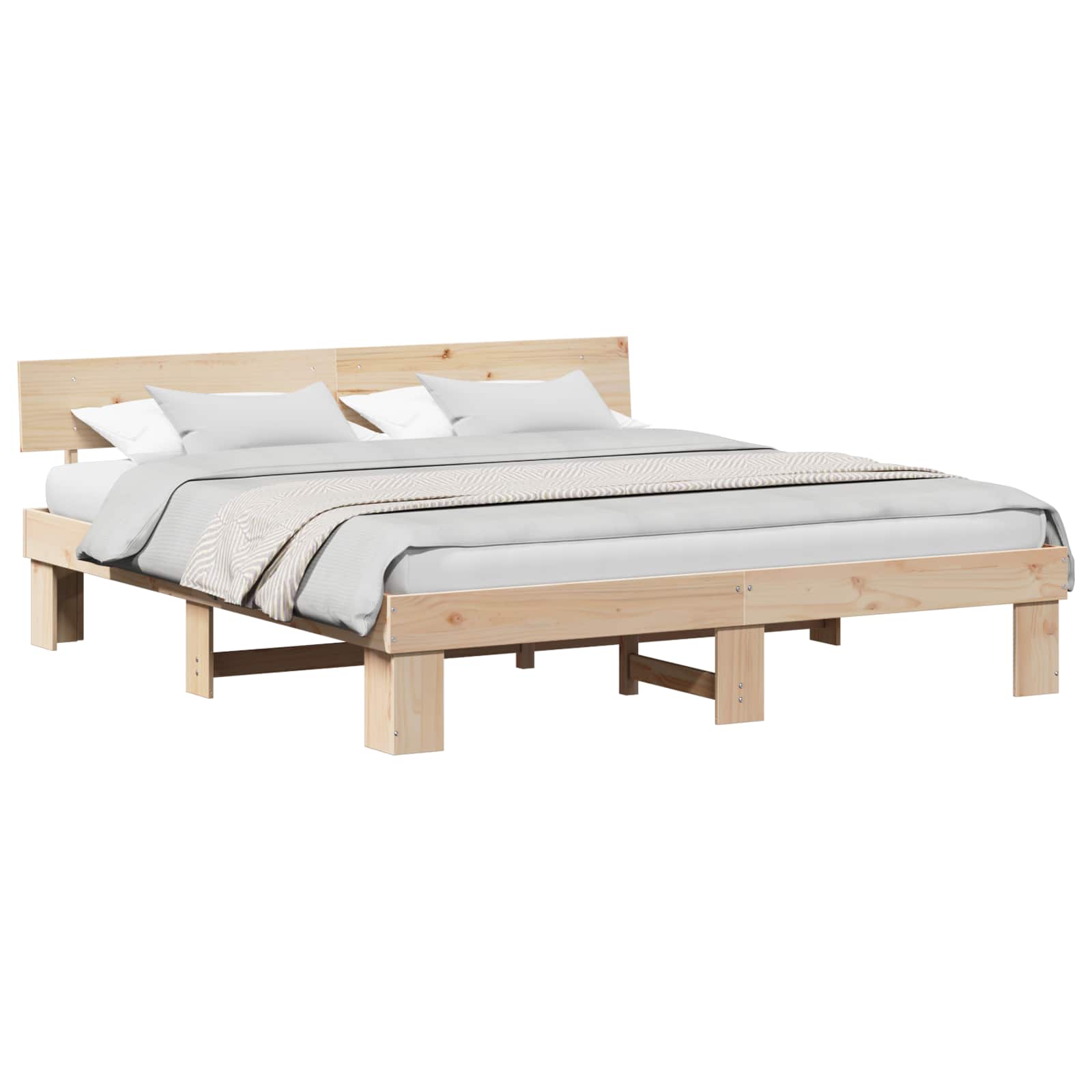 Krevetna konstrukcija Smeđa 200 x 200 cm Čvrsto borovo drvo