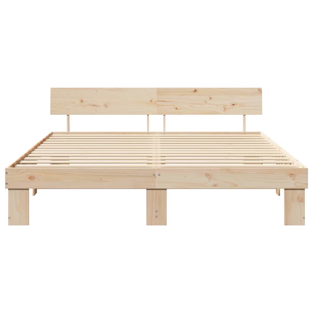Krevetna konstrukcija Smeđa 200 x 200 cm Čvrsto borovo drvo