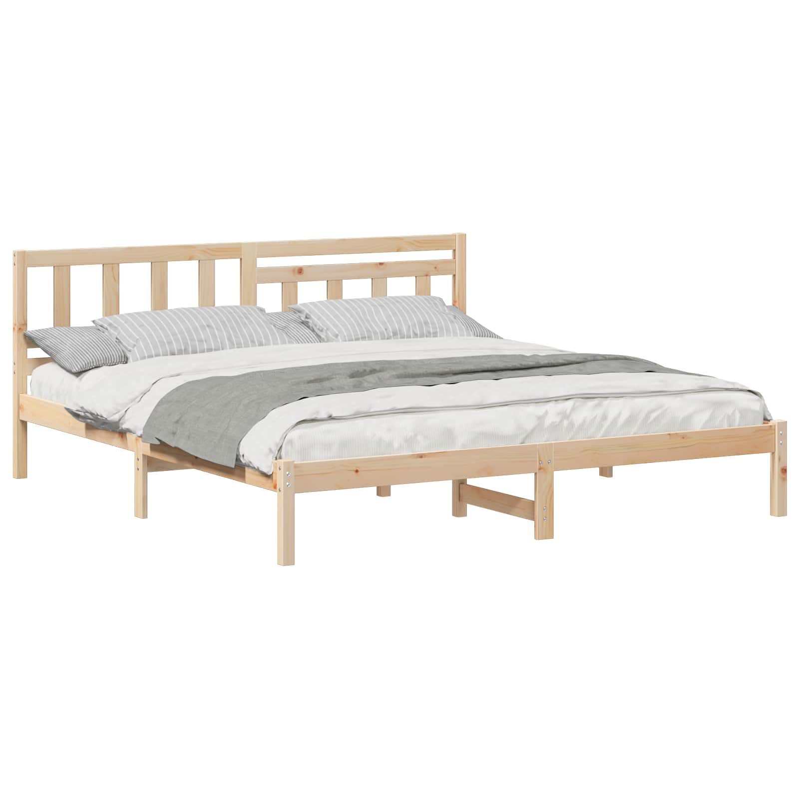 Krevetna konstrukcija Smeđa 200 x 200 cm Čvrsto borovo drvo