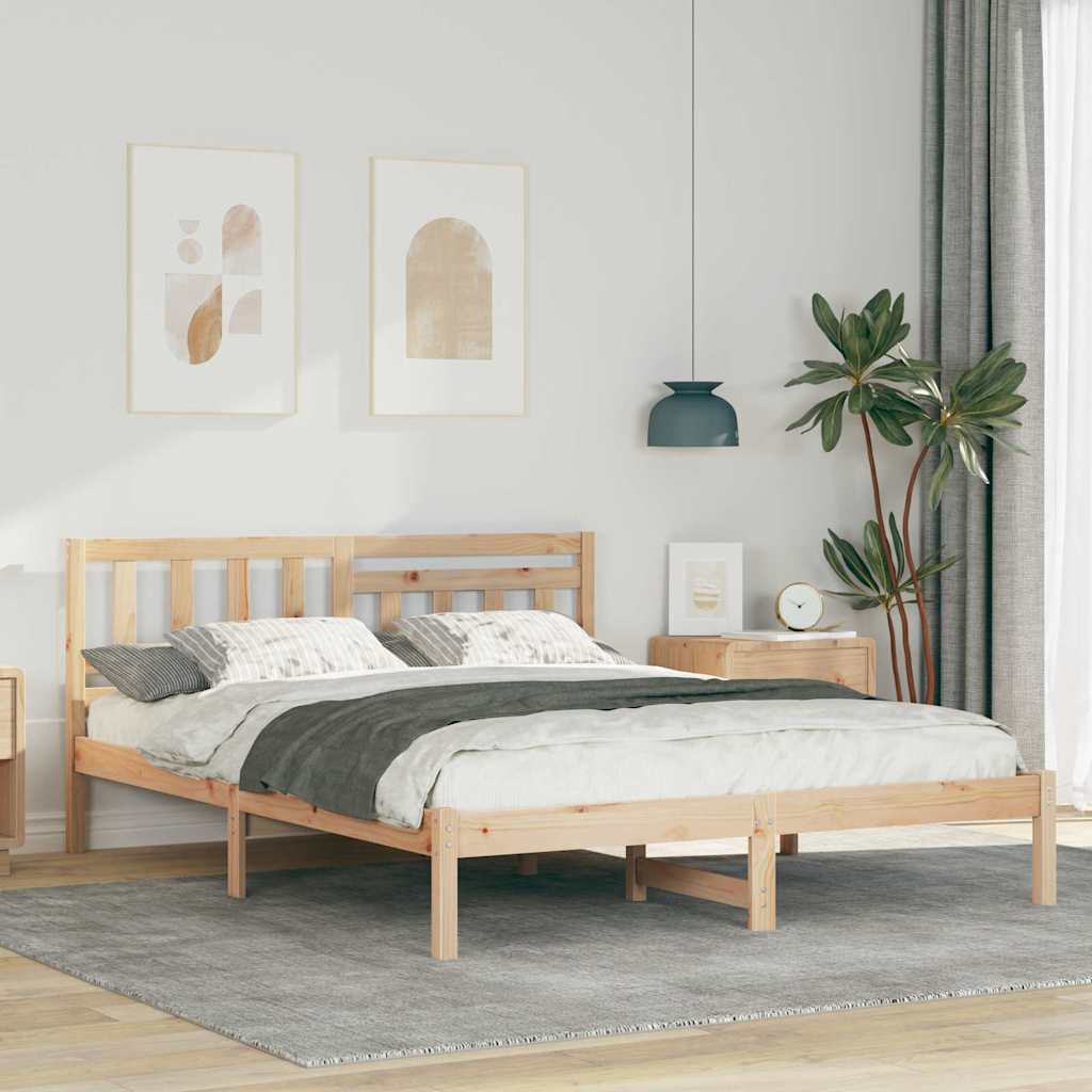 Krevetna konstrukcija Smeđa 160 x 200 cm Čvrsto borovo drvo