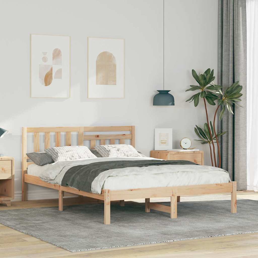 Krevetna konstrukcija Smeđa 135 x 190 cm Čvrsto borovo drvo