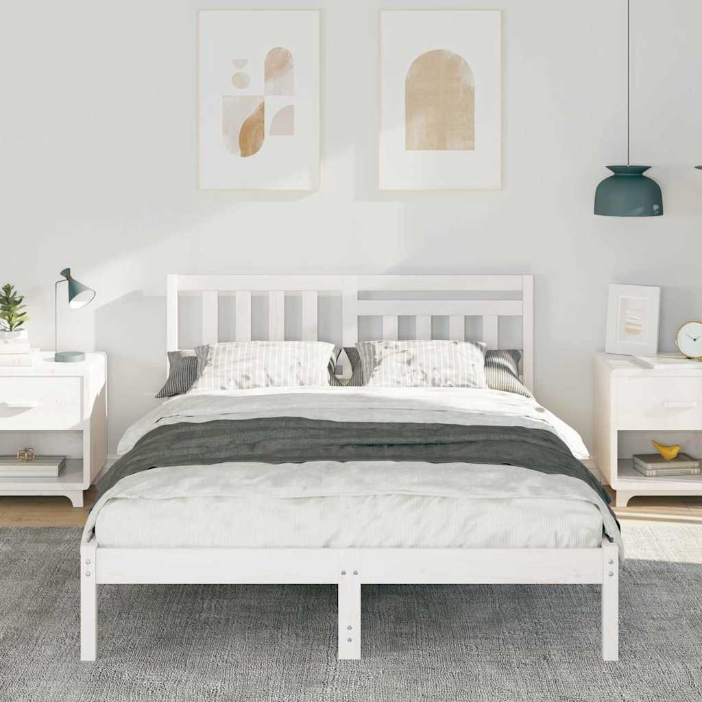 Krevetna konstrukcija Bijelo 120 x 190 cm Čvrsto borovo drvo