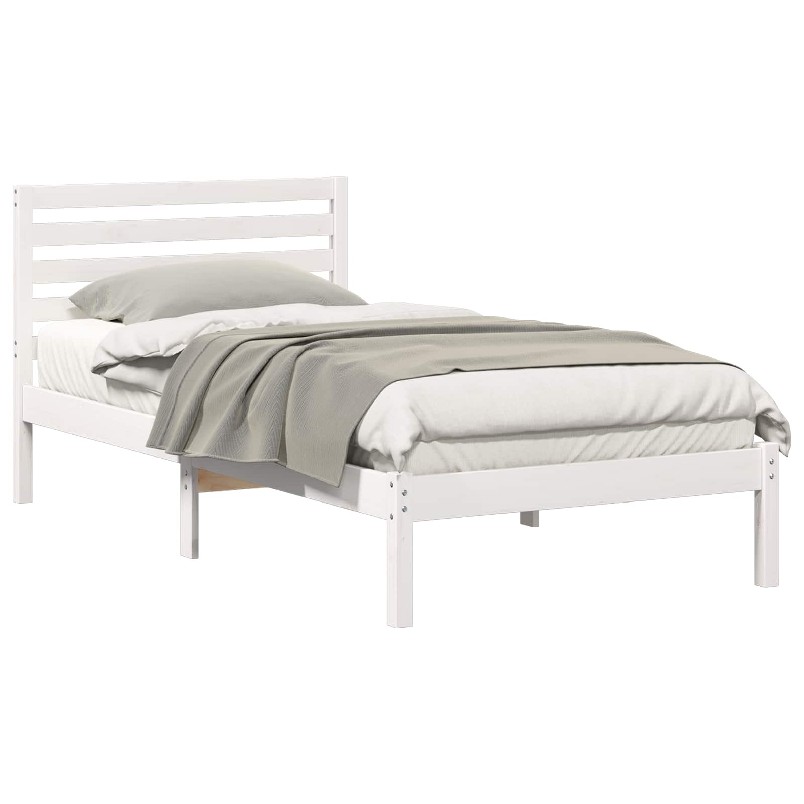 Krevetna konstrukcija Bijelo 100 x 200 cm Čvrsto borovo drvo