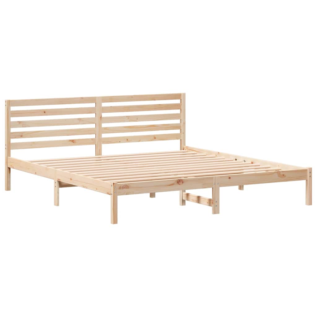 Krevetna konstrukcija Smeđa 200 x 200 cm Čvrsto borovo drvo