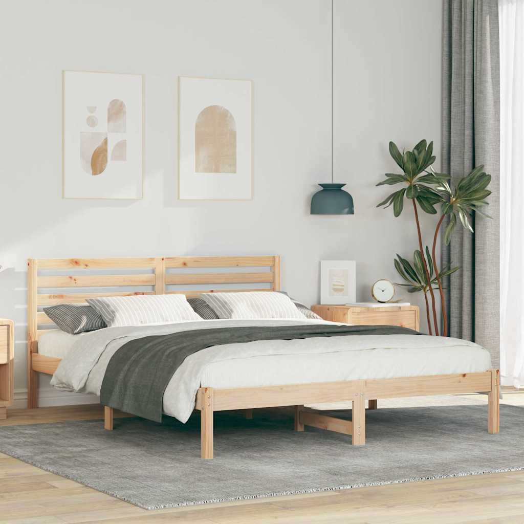 Krevetna konstrukcija Smeđa 150 x 200 cm Čvrsto borovo drvo