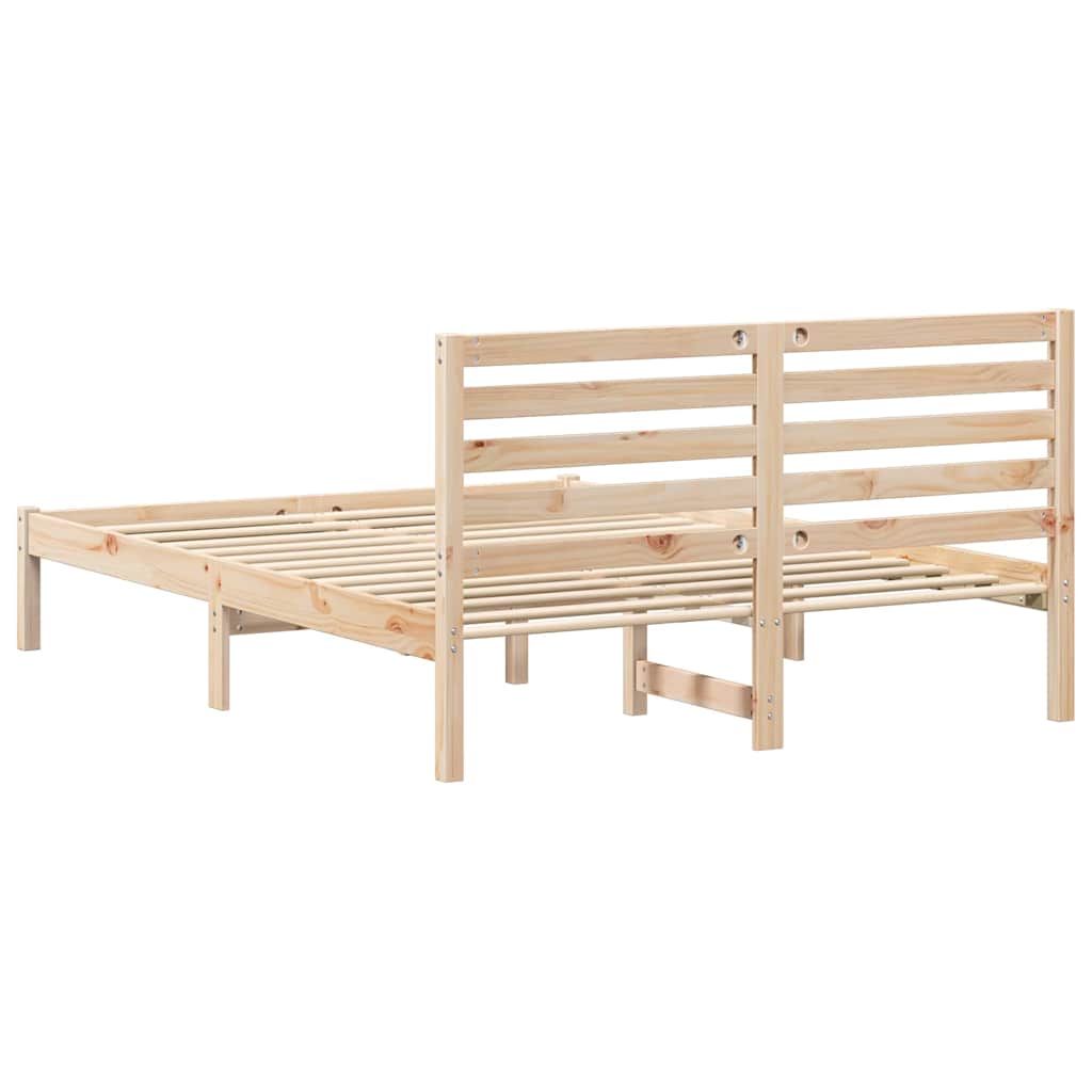 Krevetna konstrukcija Smeđa 135 x 190 cm Čvrsto borovo drvo