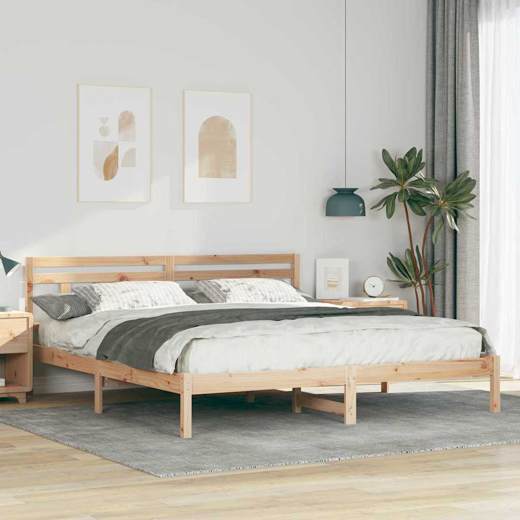 Krevetna konstrukcija Smeđa 200 x 200 cm Čvrsto borovo drvo
