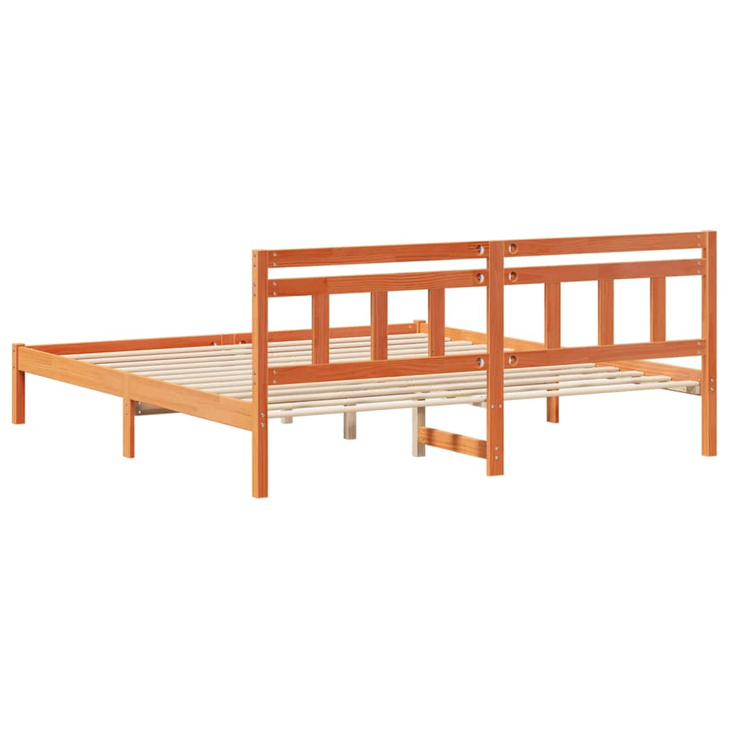 Krevetna konstrukcija Smeđa 200 x 200 cm Čvrsto borovo drvo