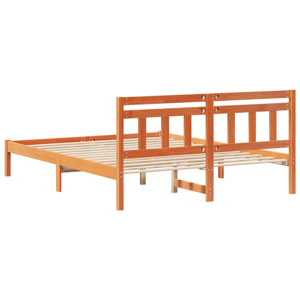 Krevetna konstrukcija Smeđa 150 x 200 cm Čvrsto borovo drvo