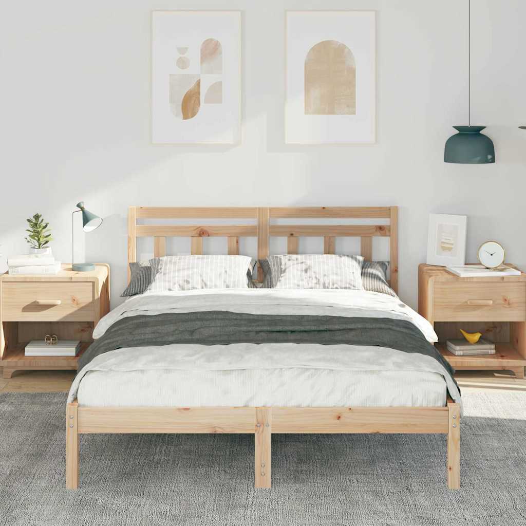 Krevetna konstrukcija Smeđa 120 x 190 cm Čvrsto borovo drvo