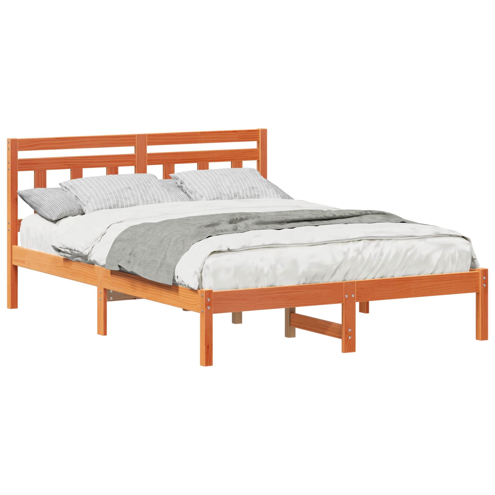 Krevetna konstrukcija Smeđa 135 x 190 cm Čvrsto borovo drvo