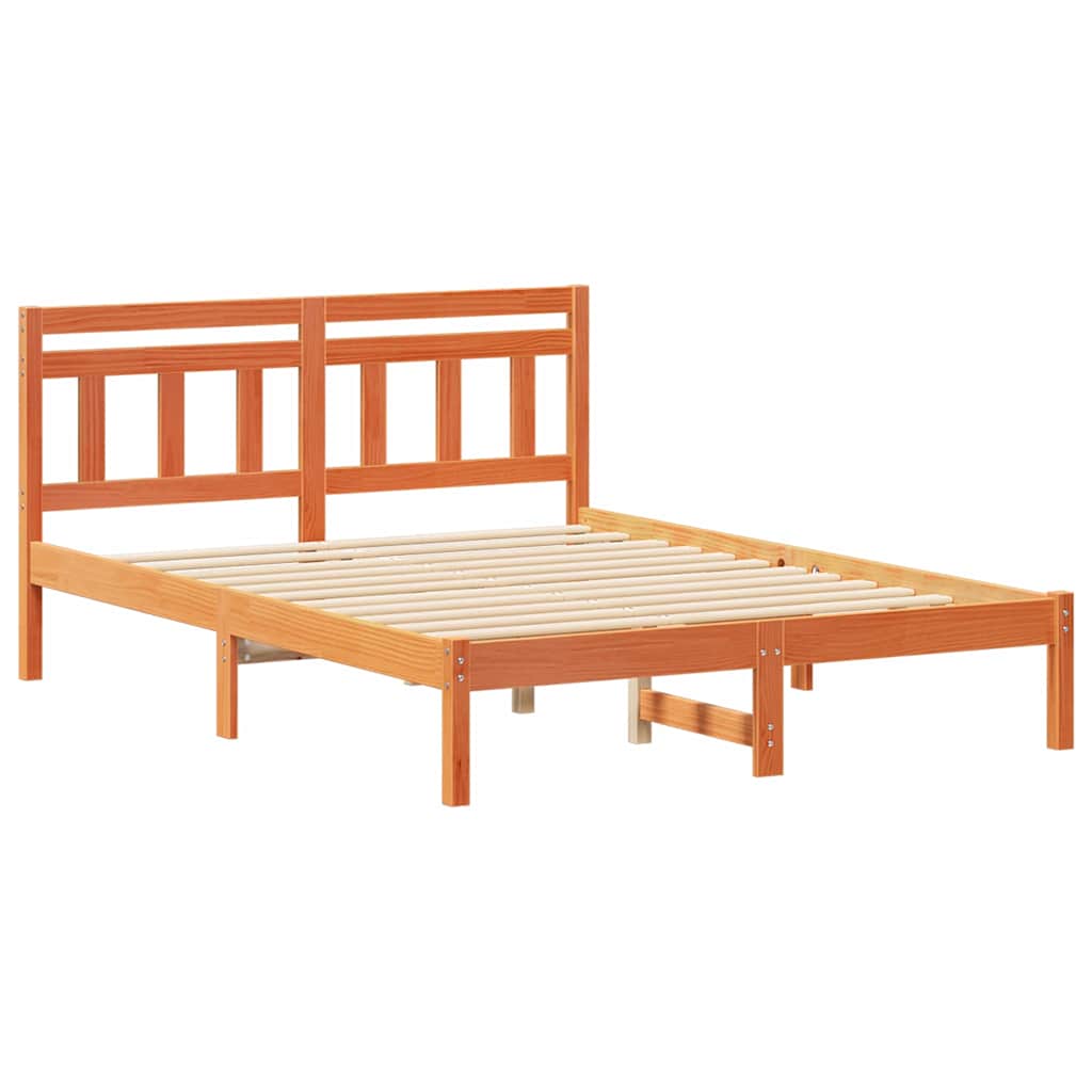 Krevetna konstrukcija Smeđa 135 x 190 cm Čvrsto borovo drvo