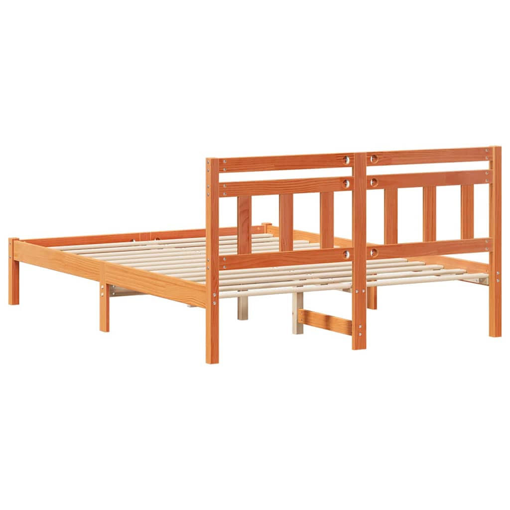 Krevetna konstrukcija Smeđa 135 x 190 cm Čvrsto borovo drvo