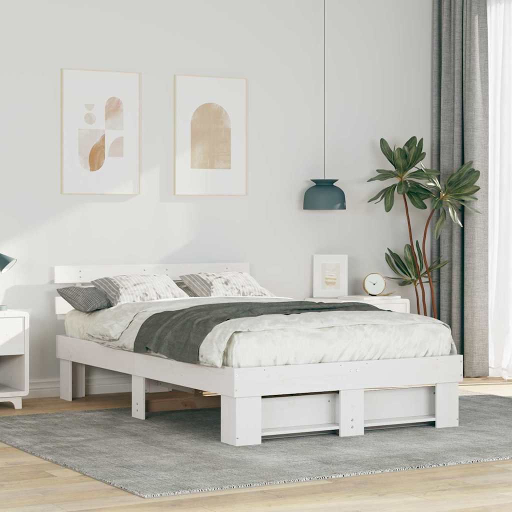 Krevetna konstrukcija Bijelo 120 x 190 cm Čvrsto borovo drvo