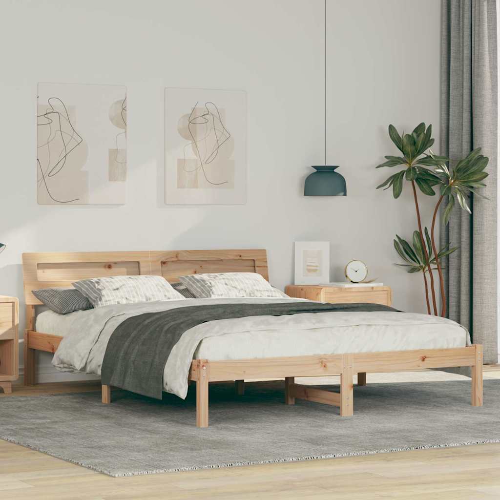 Krevetna konstrukcija Smeđa 160 x 200 cm Čvrsto borovo drvo