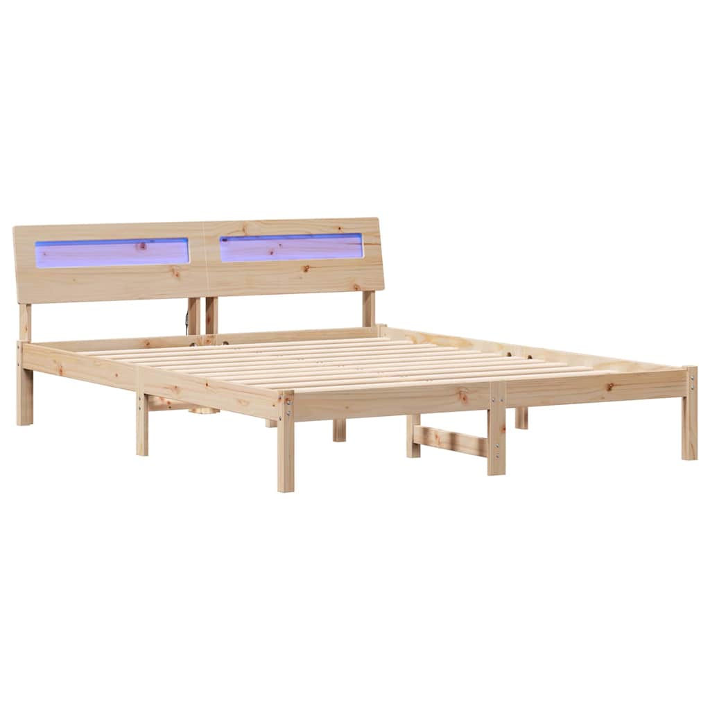 Krevetna konstrukcija Smeđa 150 x 200 cm Čvrsto borovo drvo