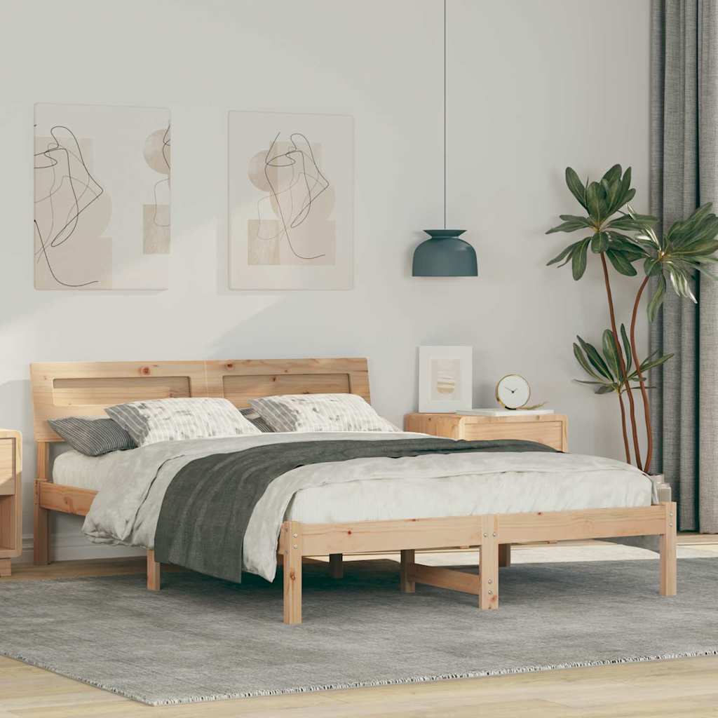 Krevetna konstrukcija Smeđa 140 x 190 cm Čvrsto borovo drvo