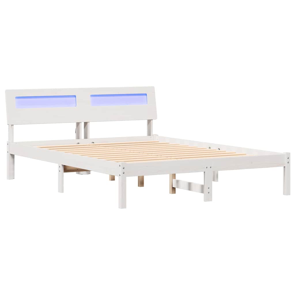 Krevetna konstrukcija Bijelo 140 x 190 cm Čvrsto borovo drvo