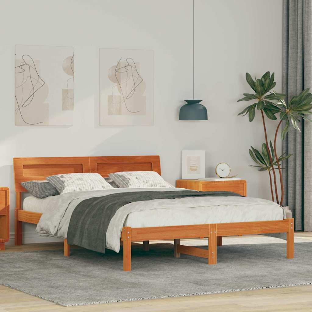 Krevetna konstrukcija s uzglavljem Vosak smeđa 135 x 190 cm