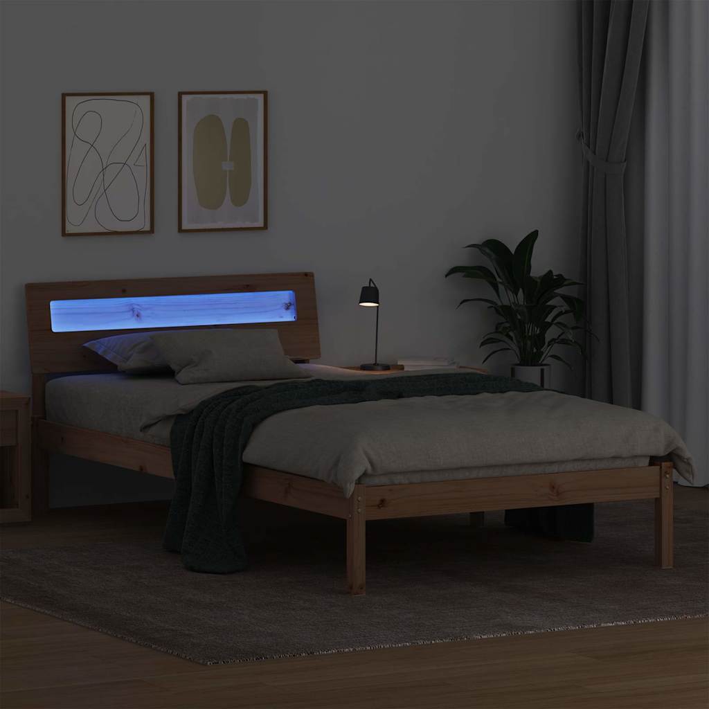 Krevetna konstrukcija Smeđa 90 x 190 cm Čvrsto borovo drvo