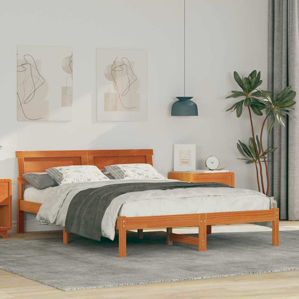 Krevetna konstrukcija s uzglavljem Vosak smeđa 140 x 190 cm